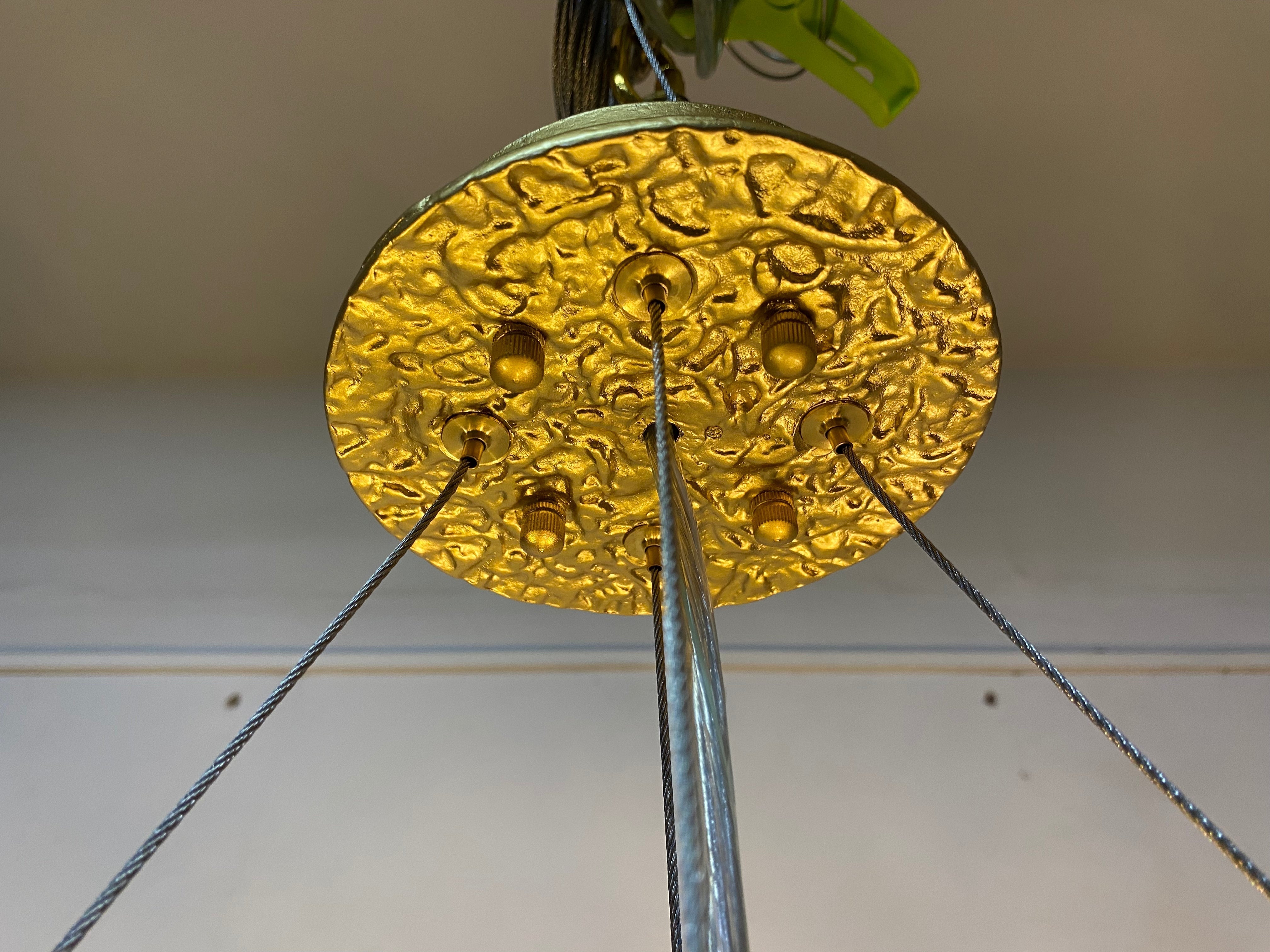 Post - Modern Art Brass and Ceramics Flower Pendant Branch Chandelier for Living/Dining Room - L49.2"*W19.7"*H21.7"Warm LightJoyfuzzy