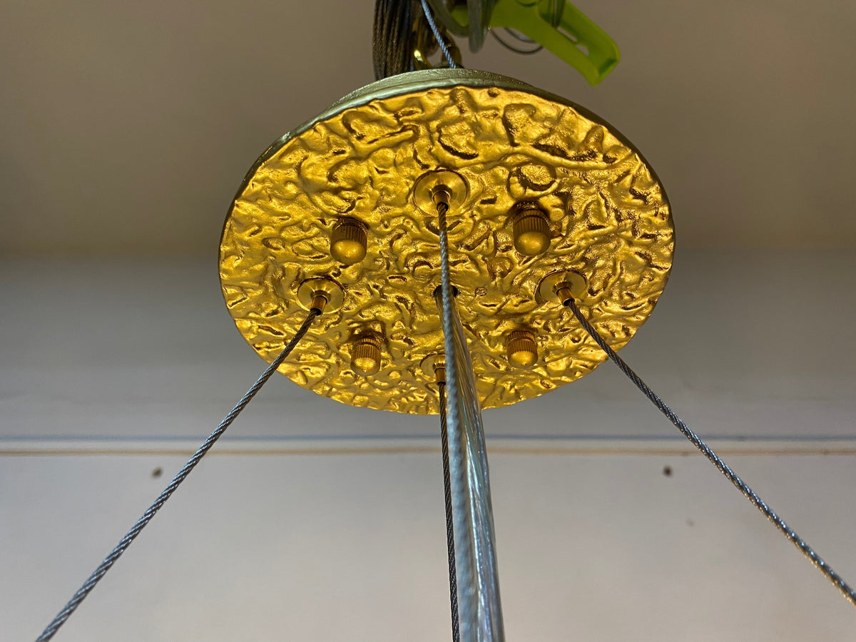 Post - Modern Art Brass and Ceramics Flower Pendant Branch Chandelier for Living/Dining Room - L49.2"*W19.7"*H21.7"Warm LightJoyfuzzy