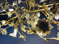 Post - Modern Art Brass and Ceramics Flower Pendant Branch Chandelier for Living/Dining Room - L49.2