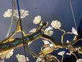 Post - Modern Art Brass and Ceramics Flower Pendant Branch Chandelier for Living/Dining Room - L49.2