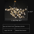 Post - Modern Art Brass and Ceramics Flower Pendant Branch Chandelier for Living/Dining Room - L49.2