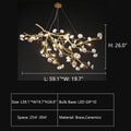 Post - Modern Art Brass and Ceramics Flower Pendant Branch Chandelier for Living/Dining Room - L49.2