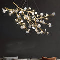 Post - Modern Art Brass and Ceramics Flower Pendant Branch Chandelier for Living/Dining Room - L41.3