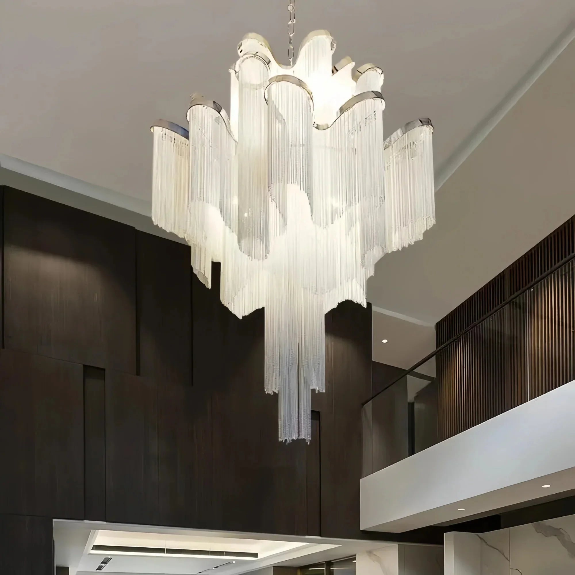 Post - Modern Extra Large Stainless Steel Long Tassel Chandelier - Joyfuzzy