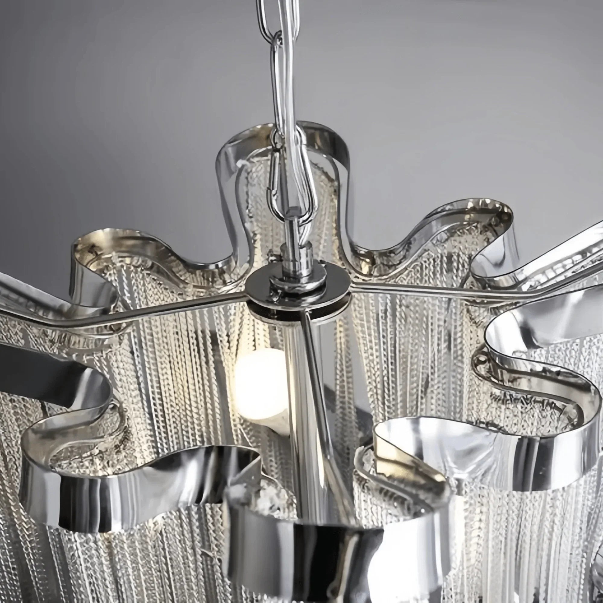 Post - Modern Extra Large Stainless Steel Long Tassel Chandelier - Joyfuzzy