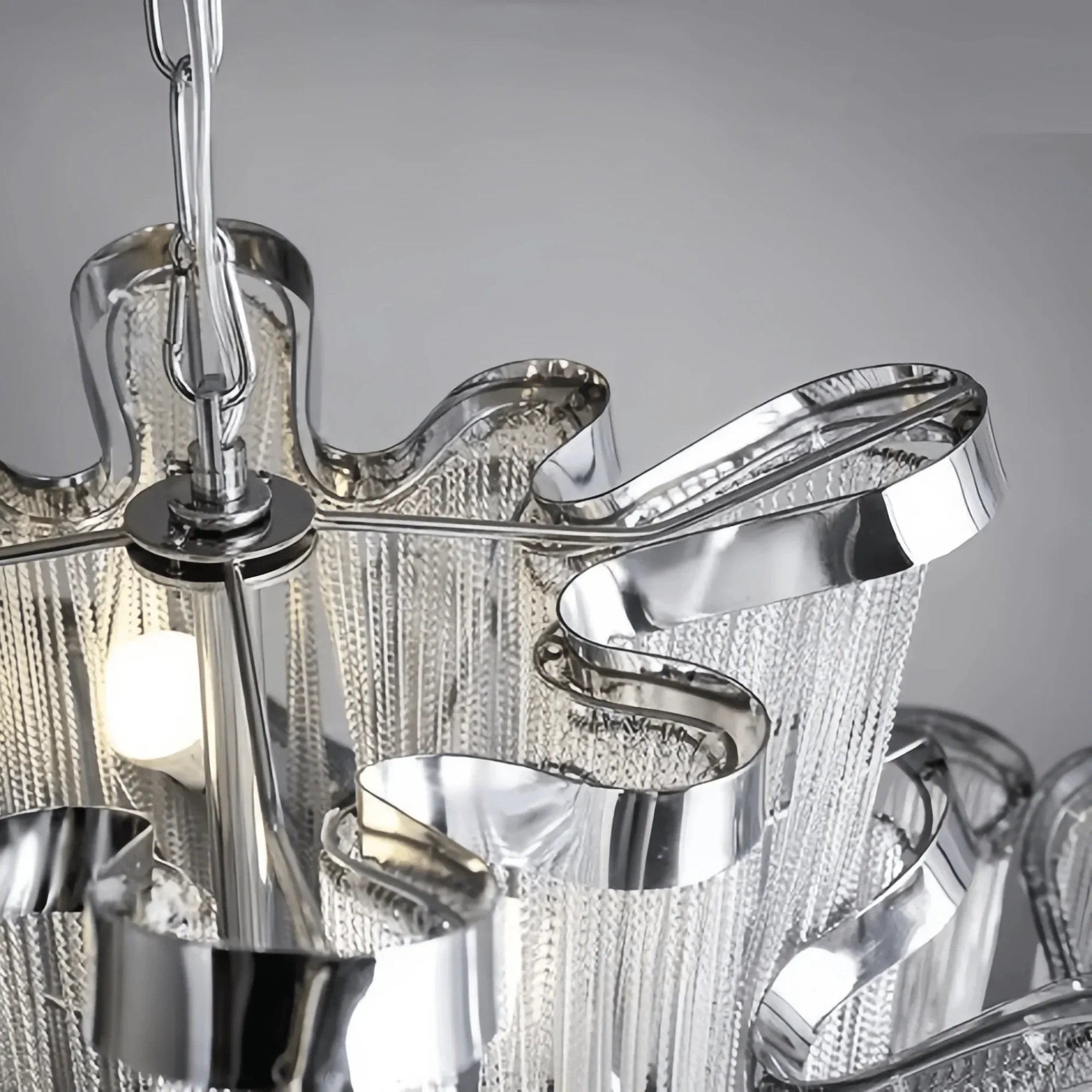 Post - Modern Extra Large Stainless Steel Long Tassel Chandelier - Joyfuzzy