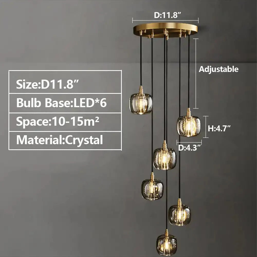 Post - modern Extra - long Pendant Light Fixtures for Staircase/High - ceiling Space/Foyer - 10 Lights: D15.8"AmberWarm LightJoyfuzzy