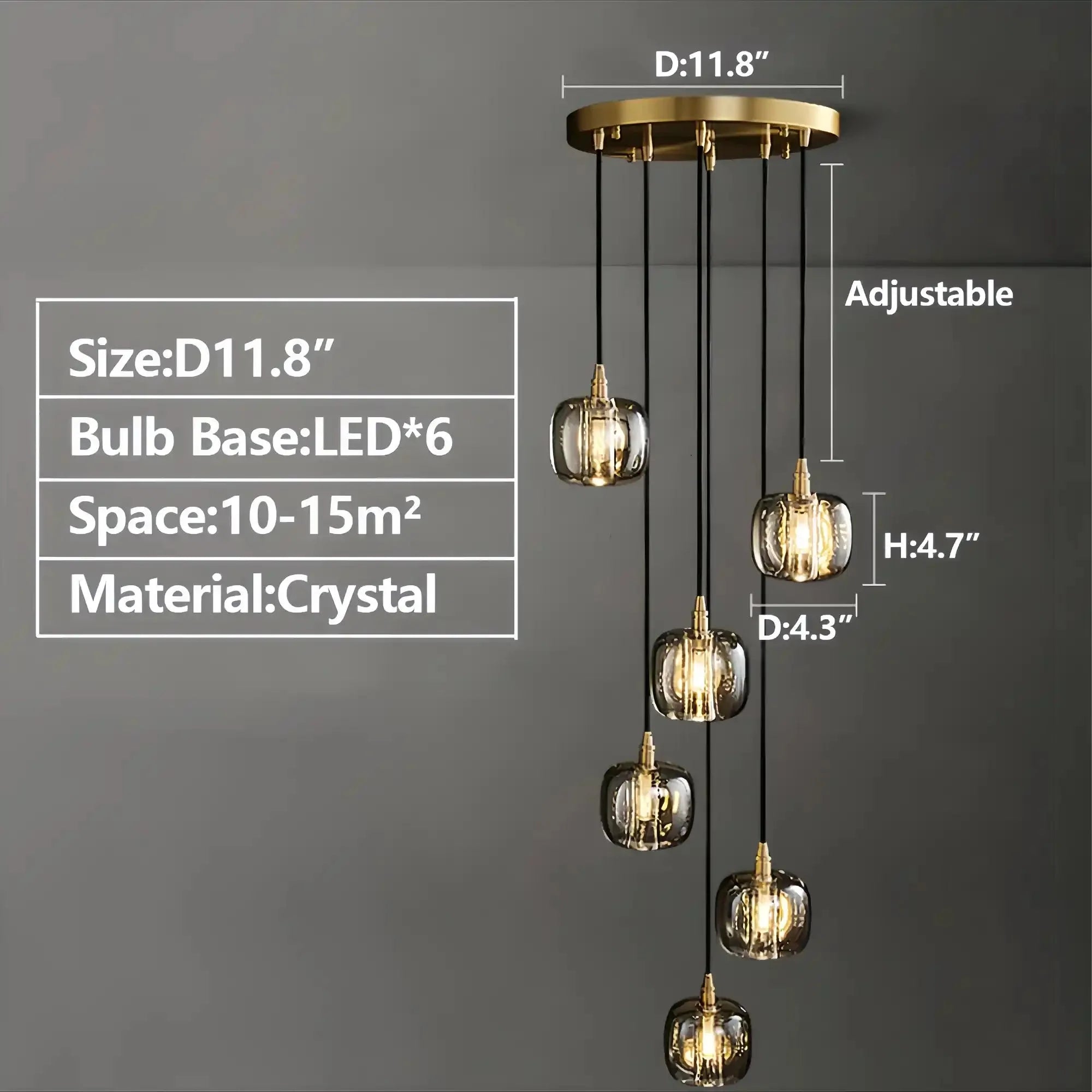 Post - modern Extra - long Pendant Light Fixtures for Staircase/High - ceiling Space/Foyer - 10 Lights: D15.8"AmberWarm LightJoyfuzzy