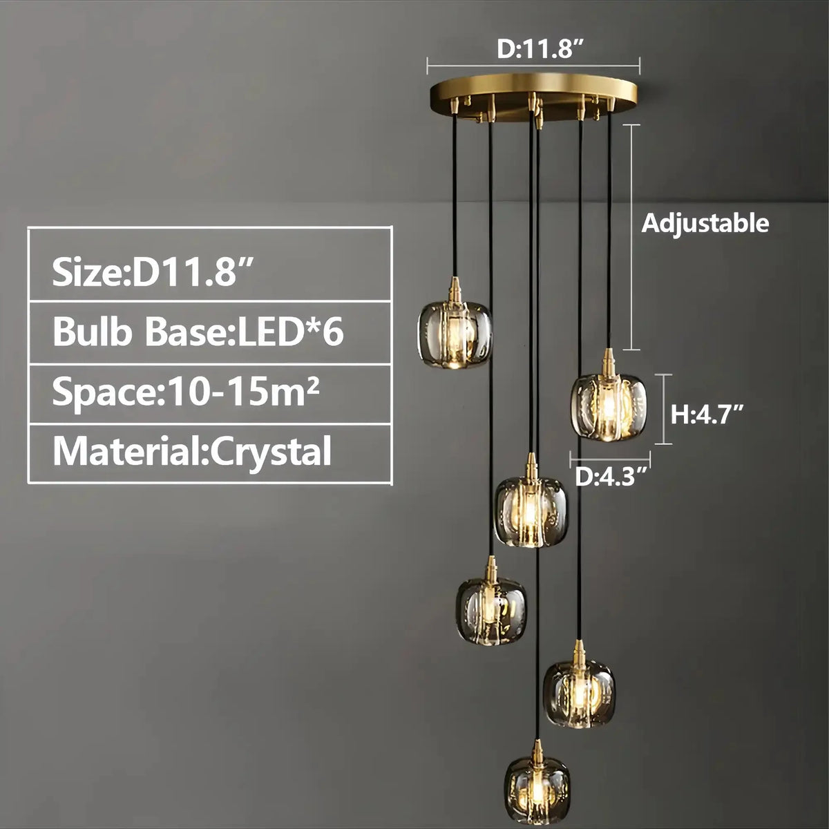 Post - modern Extra - long Pendant Light Fixtures for Staircase/High - ceiling Space/Foyer - 10 Lights: D15.8"AmberWarm LightJoyfuzzy