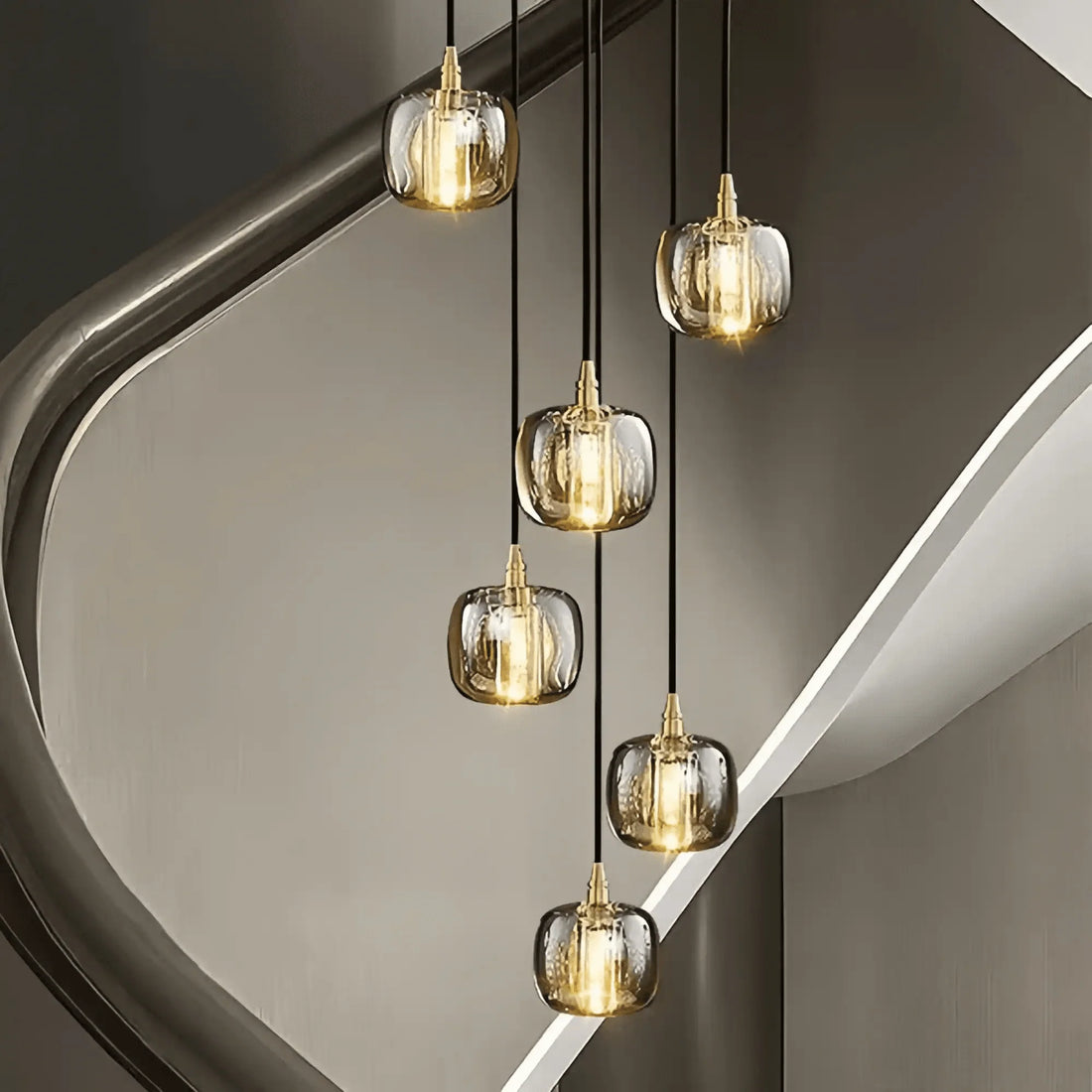 Post - modern Extra - long Pendant Light Fixtures for Staircase/High - ceiling Space/Foyer - 6 Lights: D11.8"AmberWarm LightJoyfuzzy