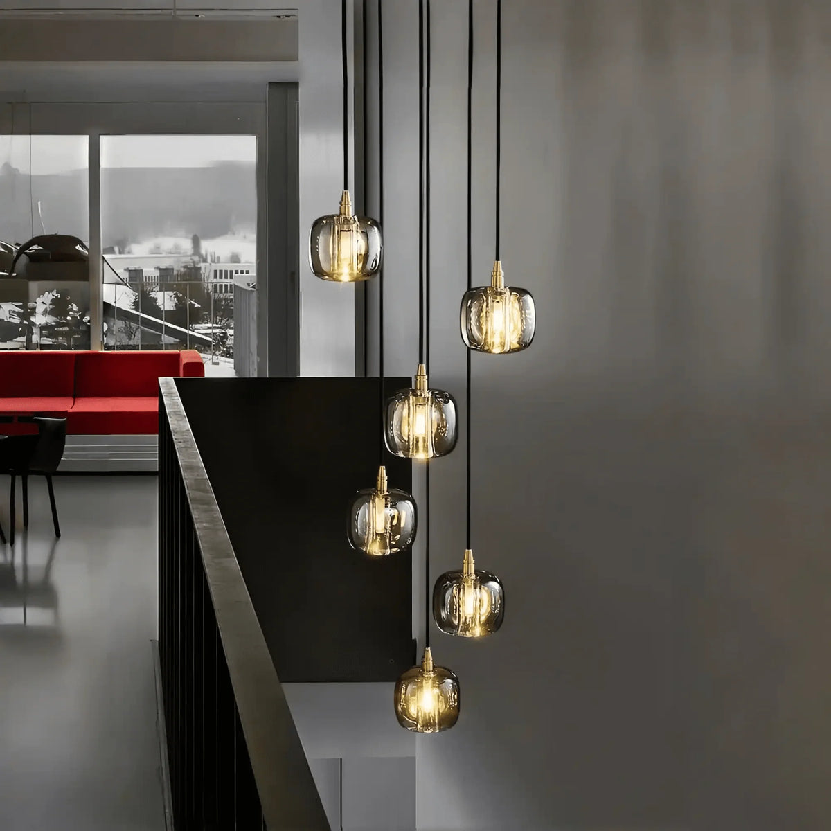 Post - modern Extra - long Pendant Light Fixtures for Staircase/High - ceiling Space/Foyer - 6 Lights: D11.8"AmberWarm LightJoyfuzzy