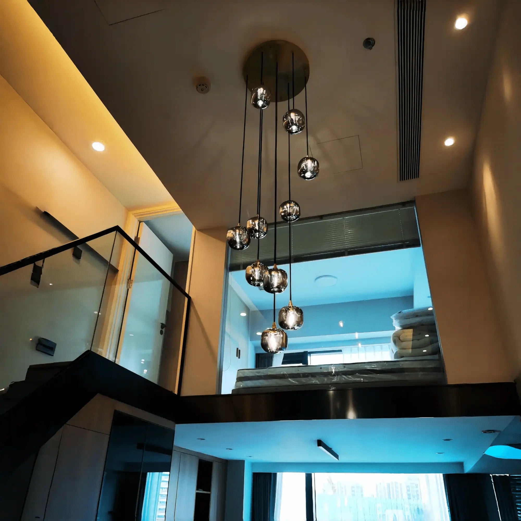 Post - modern Extra - long Pendant Light Fixtures for Staircase/High - ceiling Space/Foyer - 6 Lights: D11.8"AmberWarm LightJoyfuzzy