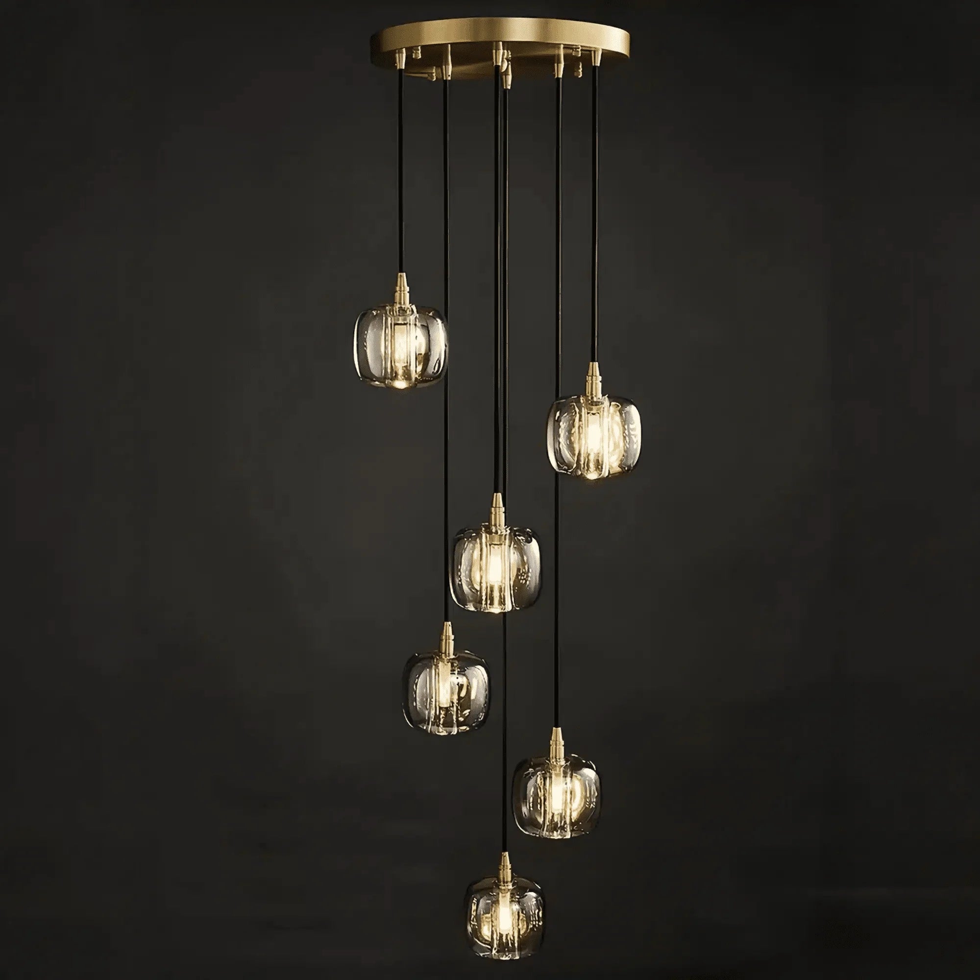 Post - modern Extra - long Pendant Light Fixtures for Staircase/High - ceiling Space/Foyer - 6 Lights: D11.8"AmberWarm LightJoyfuzzy
