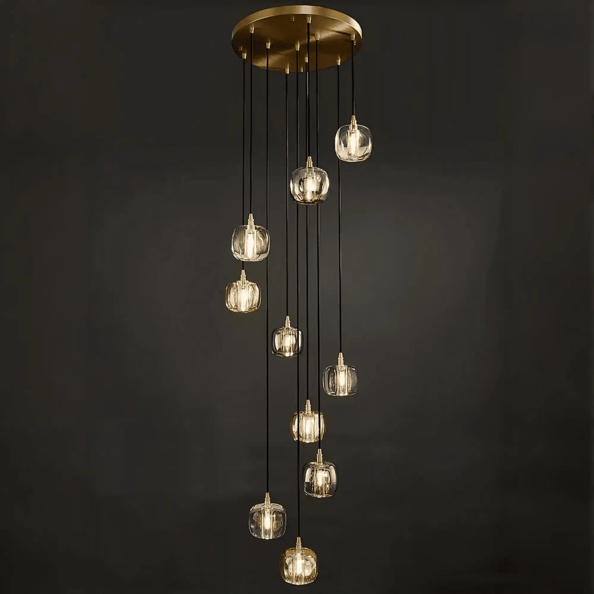 Post - modern Extra - long Pendant Light Fixtures for Staircase/High - ceiling Space/Foyer - 10 Lights: D15.8"AmberWarm LightJoyfuzzy