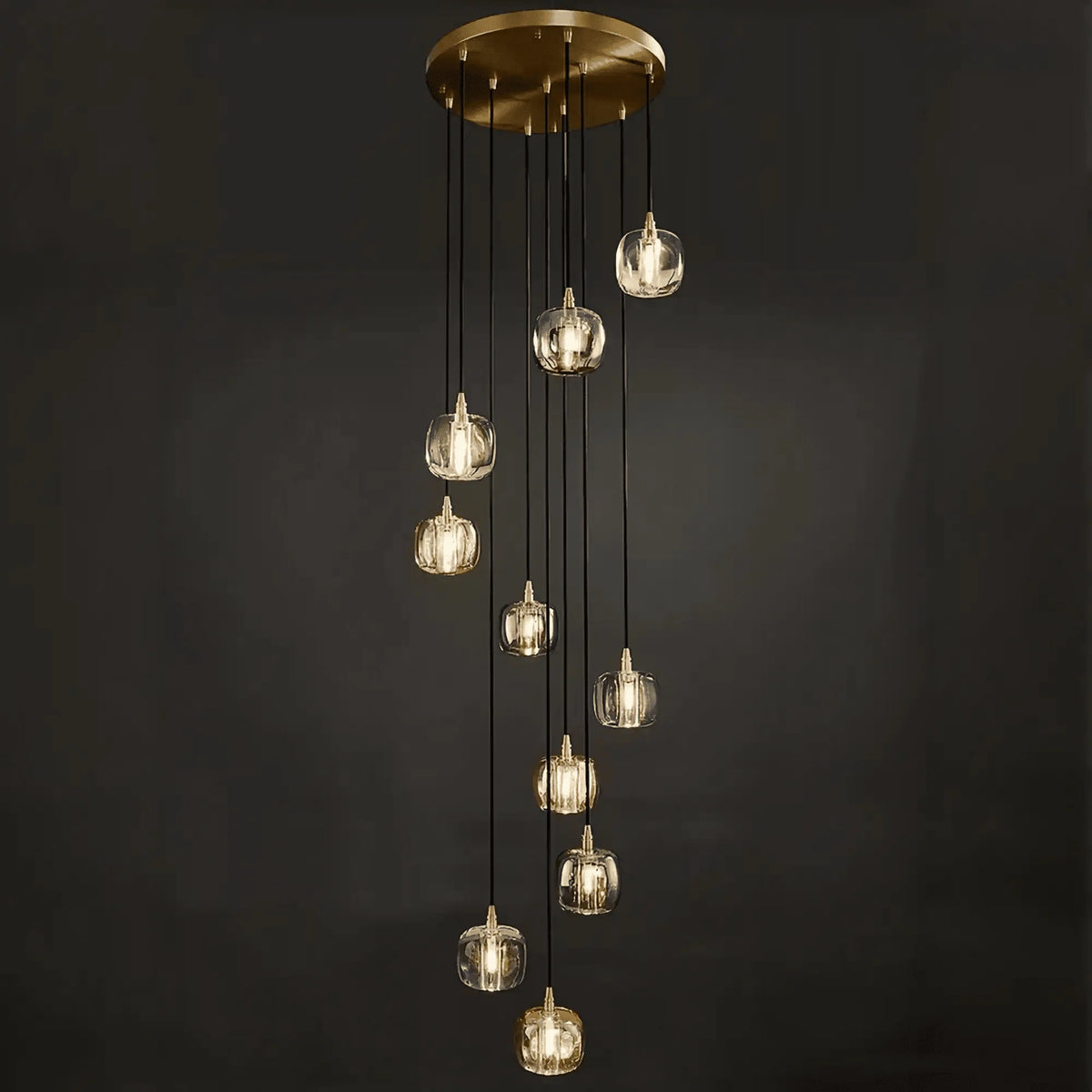 Post - modern Extra - long Pendant Light Fixtures for Staircase/High - ceiling Space/Foyer - 10 Lights: D15.8"AmberWarm LightJoyfuzzy
