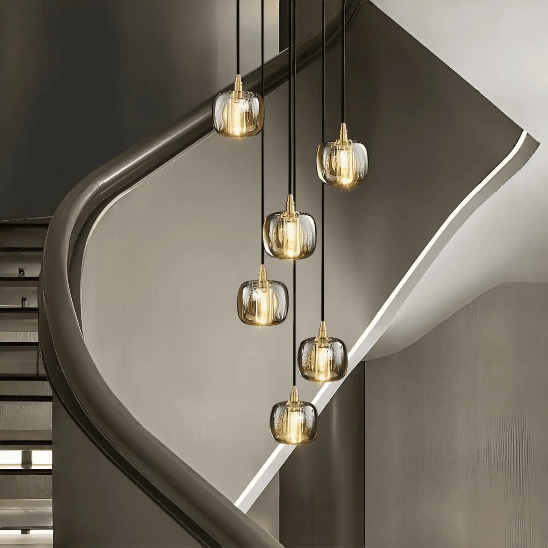 Post - modern Extra - long Pendant Light Fixtures for Staircase/High - ceiling Space/Foyer - 6 Lights: D11.8"AmberWarm LightJoyfuzzy
