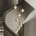 Post - modern Extra - long Pendant Light Fixtures for Staircase/High - ceiling Space/Foyer - 6 Lights: D11.8