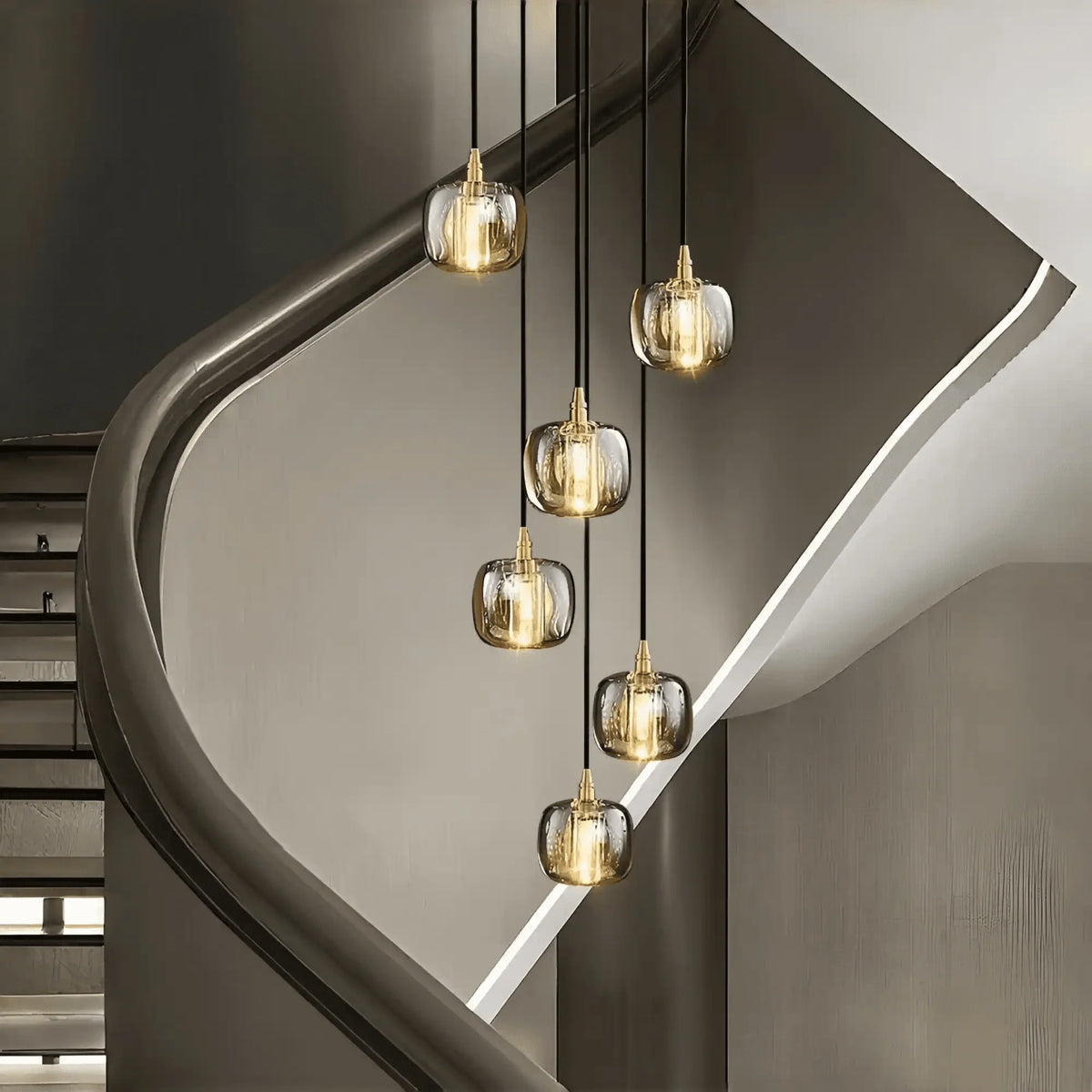 Post - modern Extra - long Pendant Light Fixtures for Staircase/High - ceiling Space/Foyer - 6 Lights: D11.8"AmberWarm LightJoyfuzzy