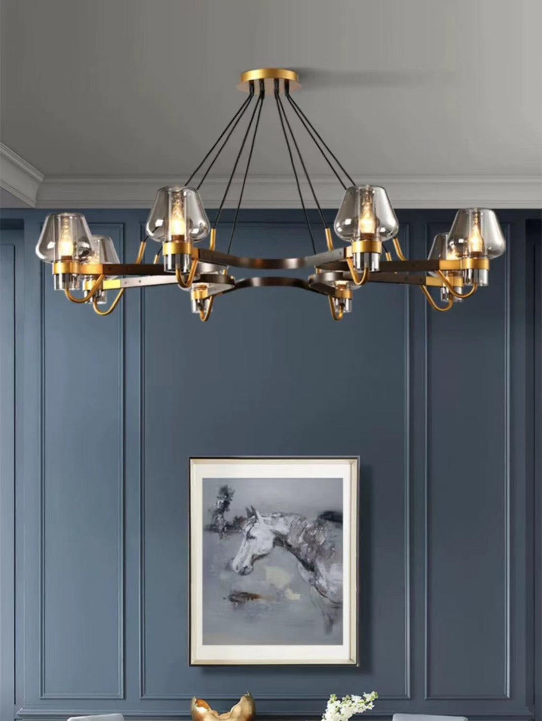 Post - modern Light Luxury Full Brass Chandelier for Living Room/Bedroom - 6 Lights: D35.8"*H8.7"/15kgClearWarm LightJoyfuzzy