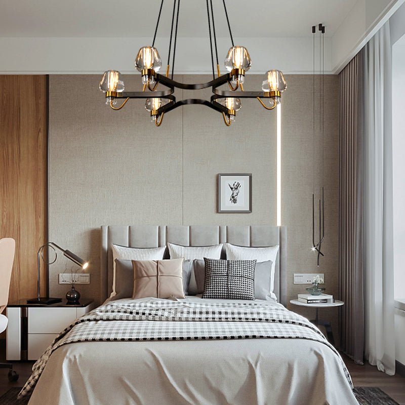 Post - modern Light Luxury Full Brass Chandelier for Living Room/Bedroom - 6 Lights: D35.8"*H8.7"/15kgClearWarm LightJoyfuzzy