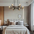 Post - modern Light Luxury Full Brass Chandelier for Living Room/Bedroom - 6 Lights: D35.8