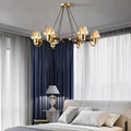 Post - modern Light Luxury Full Brass Chandelier for Living Room/Bedroom - 6 Lights: D35.8