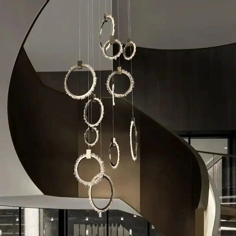 Primary Crystal 12 Rings Staircase Chandelier - Joyfuzzy
