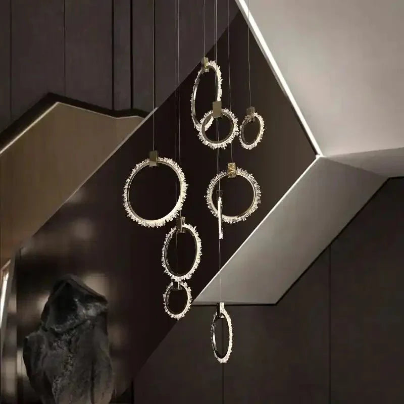 Primary Crystal 12 Rings Staircase Chandelier - Joyfuzzy