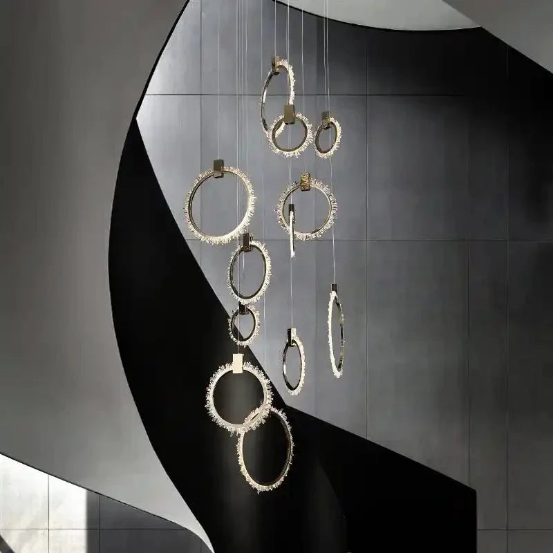 Primary Crystal 12 Rings Staircase Chandelier - Joyfuzzy