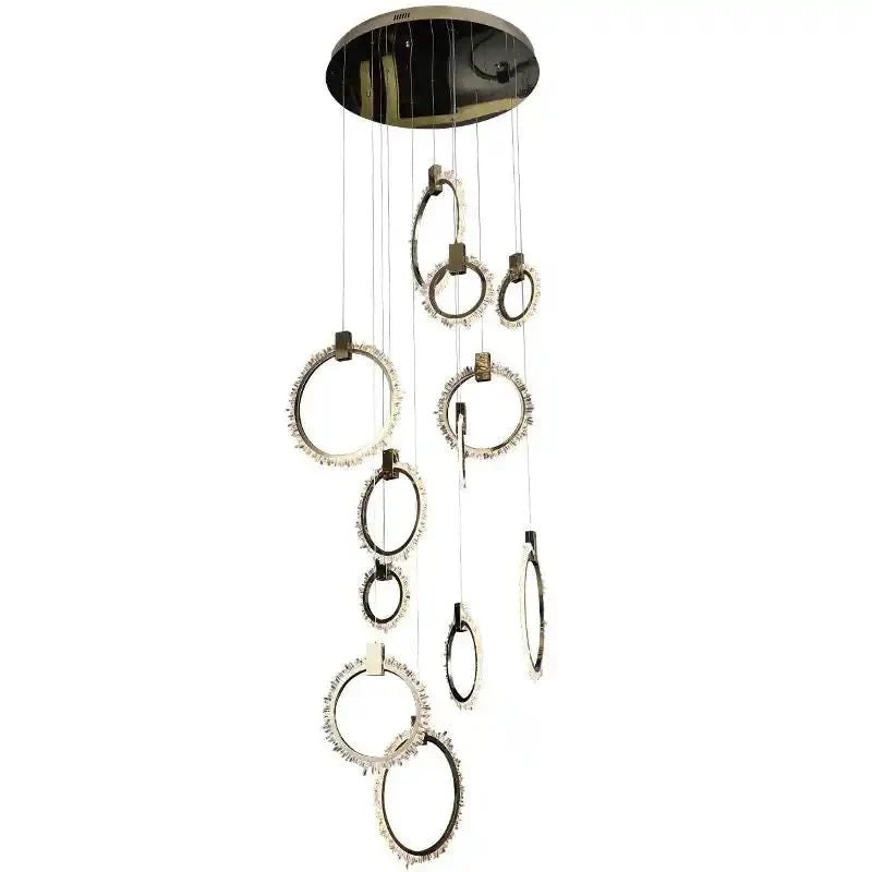 Primary Crystal 12 Rings Staircase Chandelier - Joyfuzzy