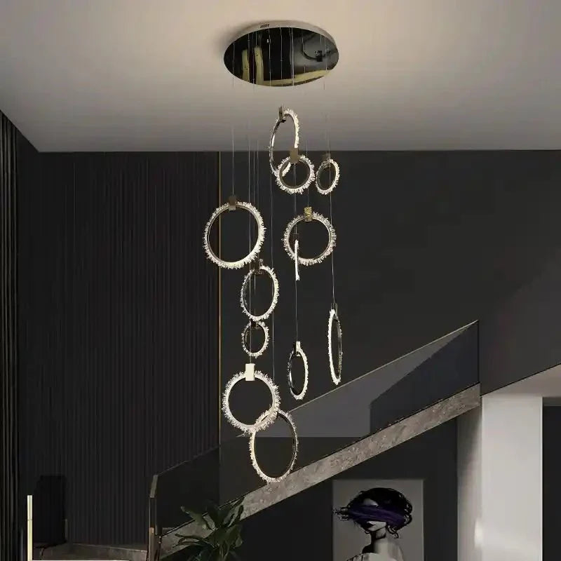 Primary Crystal 12 Rings Staircase Chandelier - Joyfuzzy