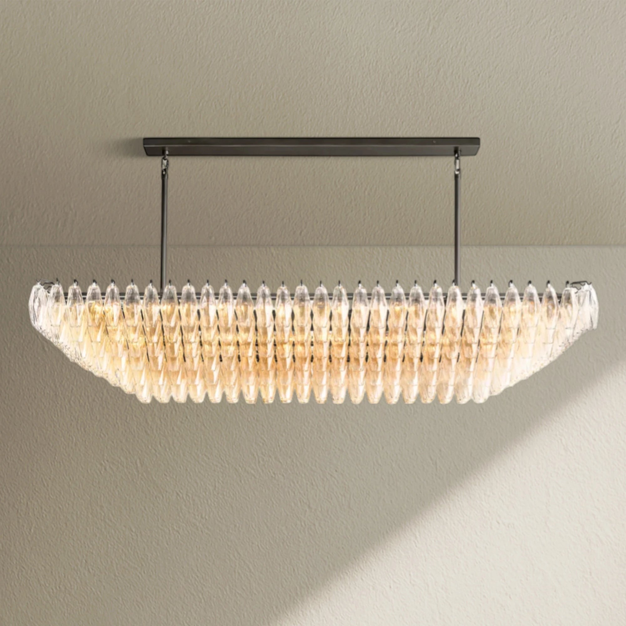CHRAFZ Clear Glass Tired Rectangular Chandelier 54"74"