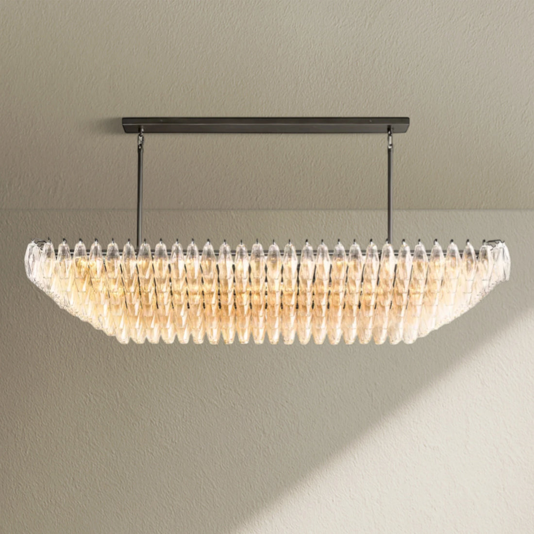 CHRAFZ Clear Glass Tired Rectangular Chandelier 54"74"
