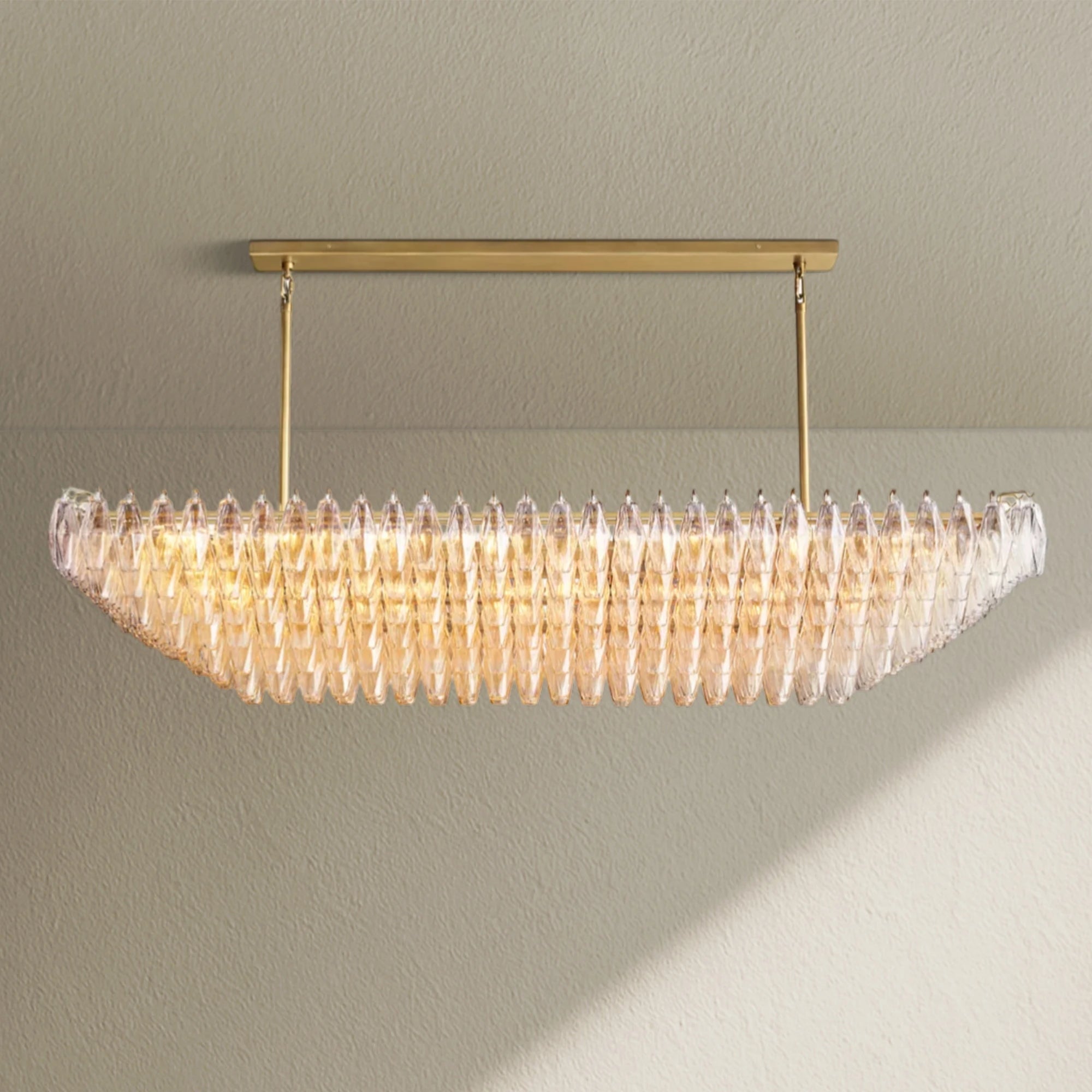 CHRAFZ Clear Glass Tired Rectangular Chandelier 54"74"