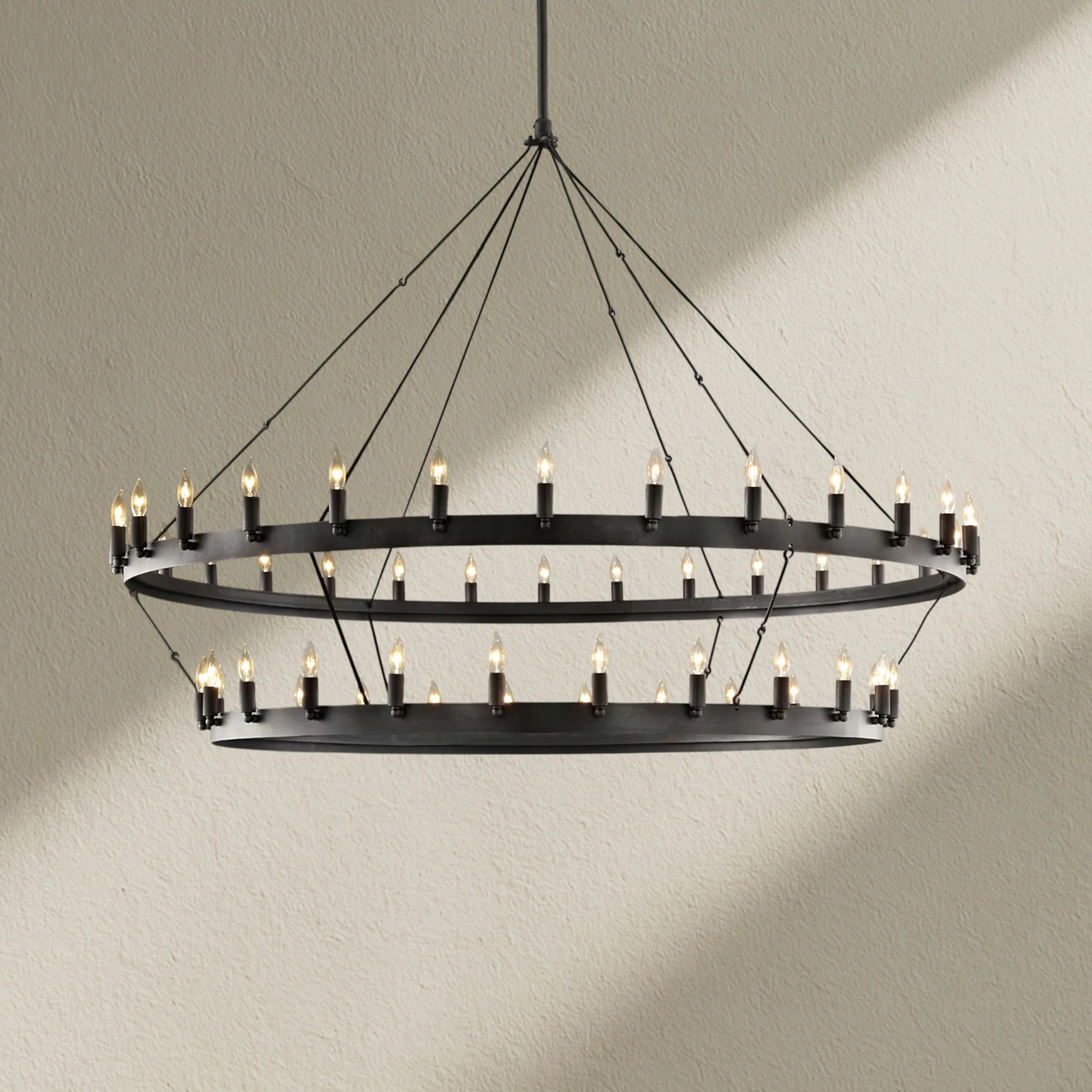camafz Vintage Filament 2-Tier Round Chandelier 63''