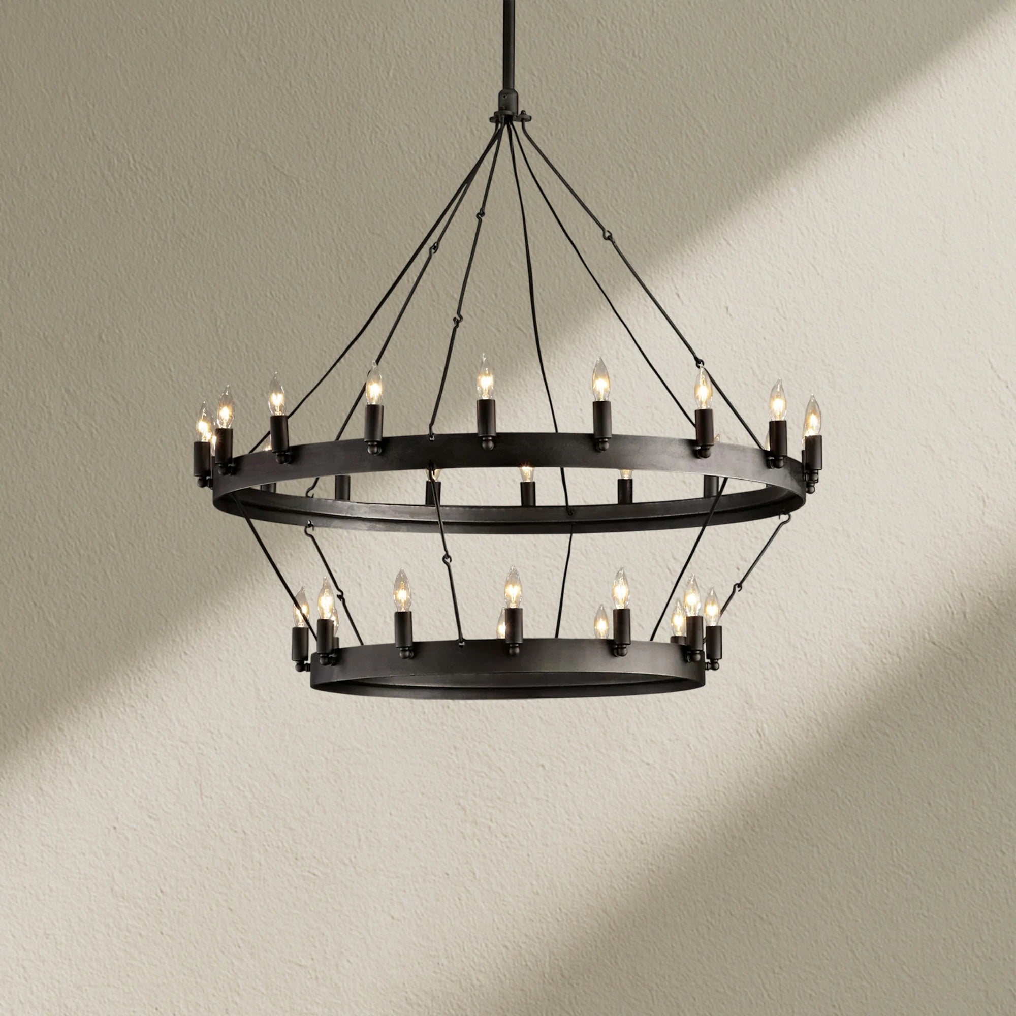 camafz Vintage Filament Two-Tier Round Chandelier 38"