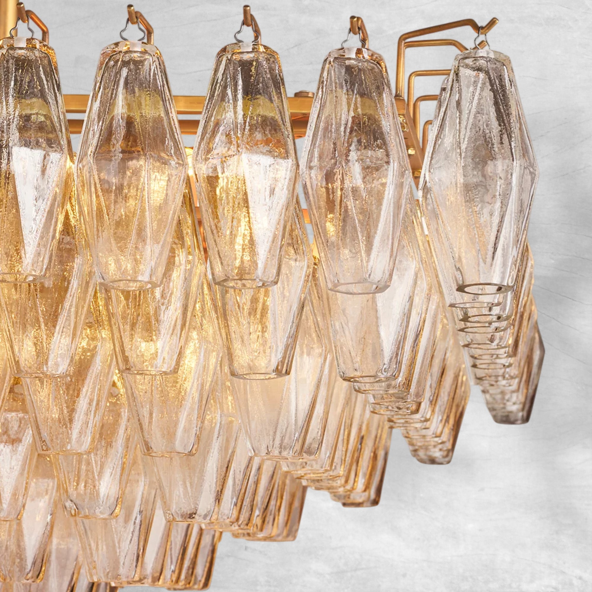 CHRAFZ Clear Glass Tired Rectangular Chandelier 54"74"