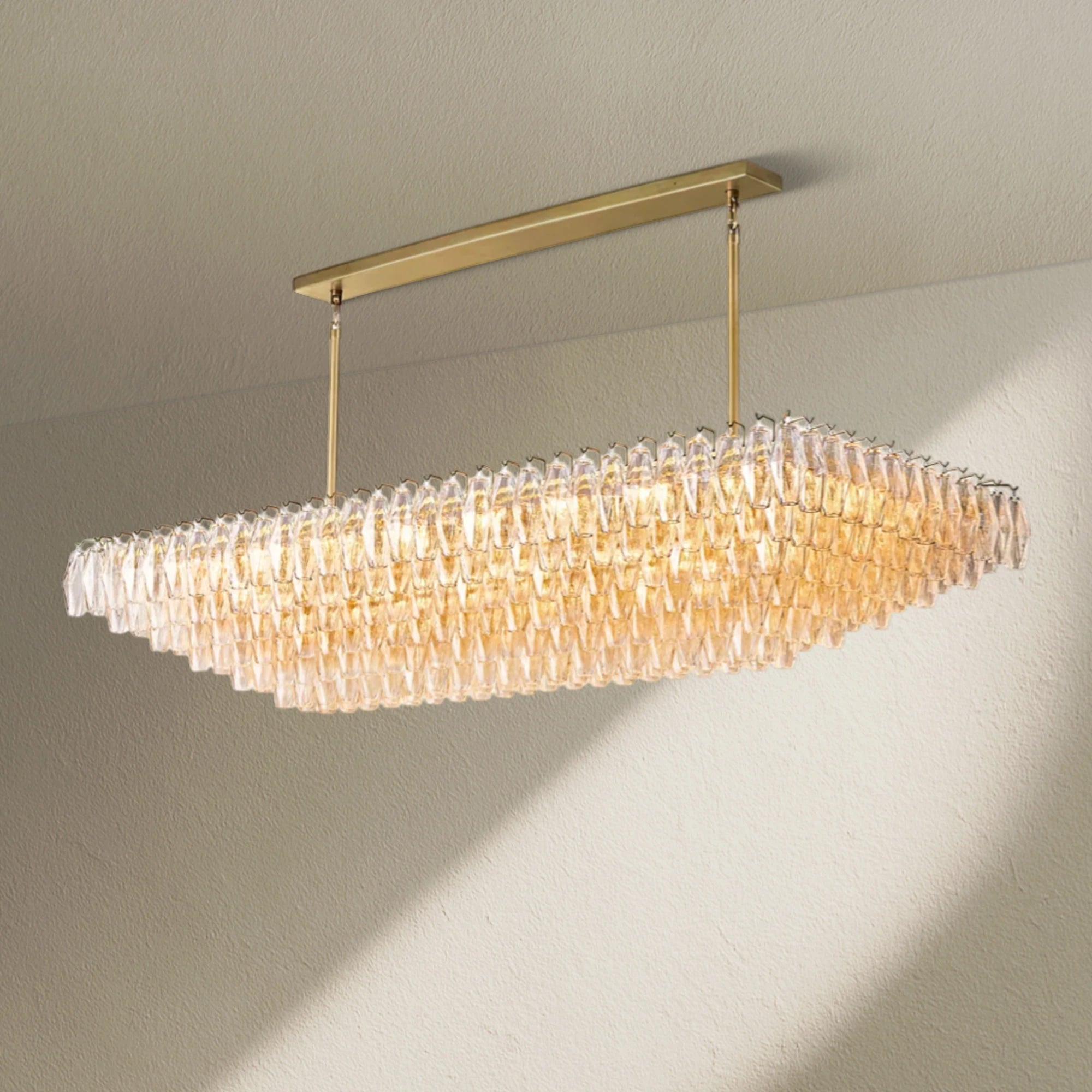 CHRAFZ Clear Glass Tired Rectangular Chandelier 54"74"