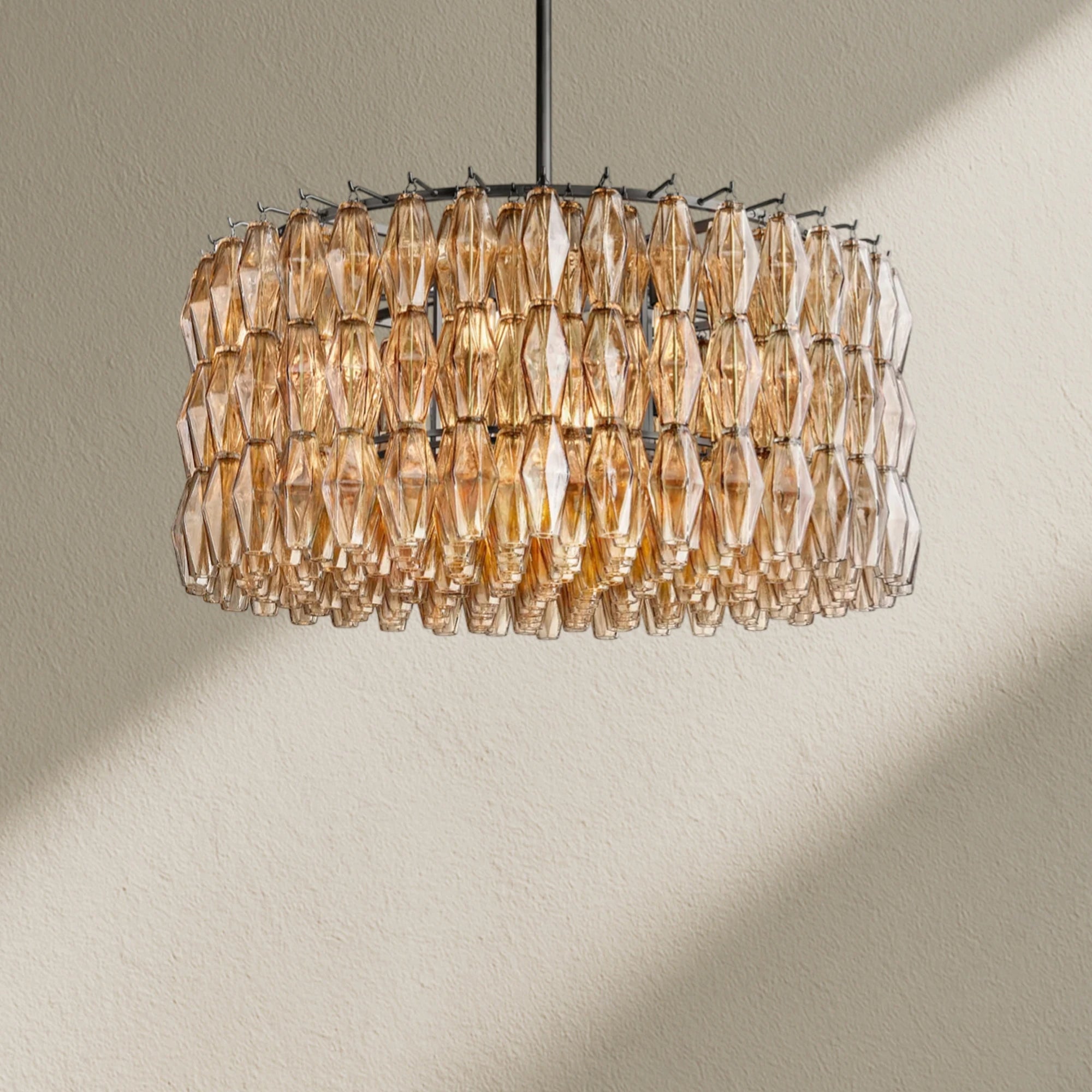 CHRAFZ Smoke Glass Round Chandelier 37"47‘’62‘’