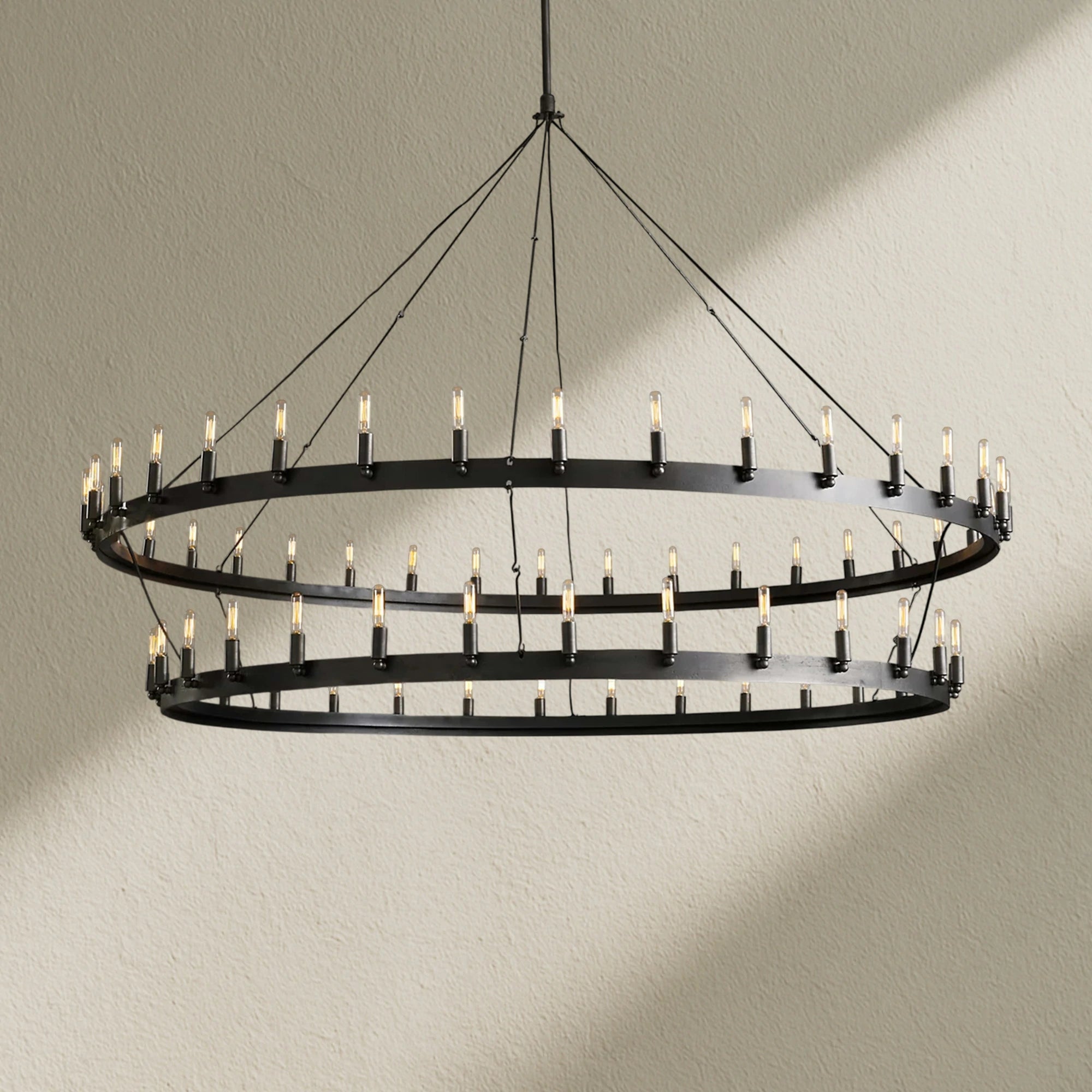camafz Vintage Filament Two-Tier Round Chandelier 71"
