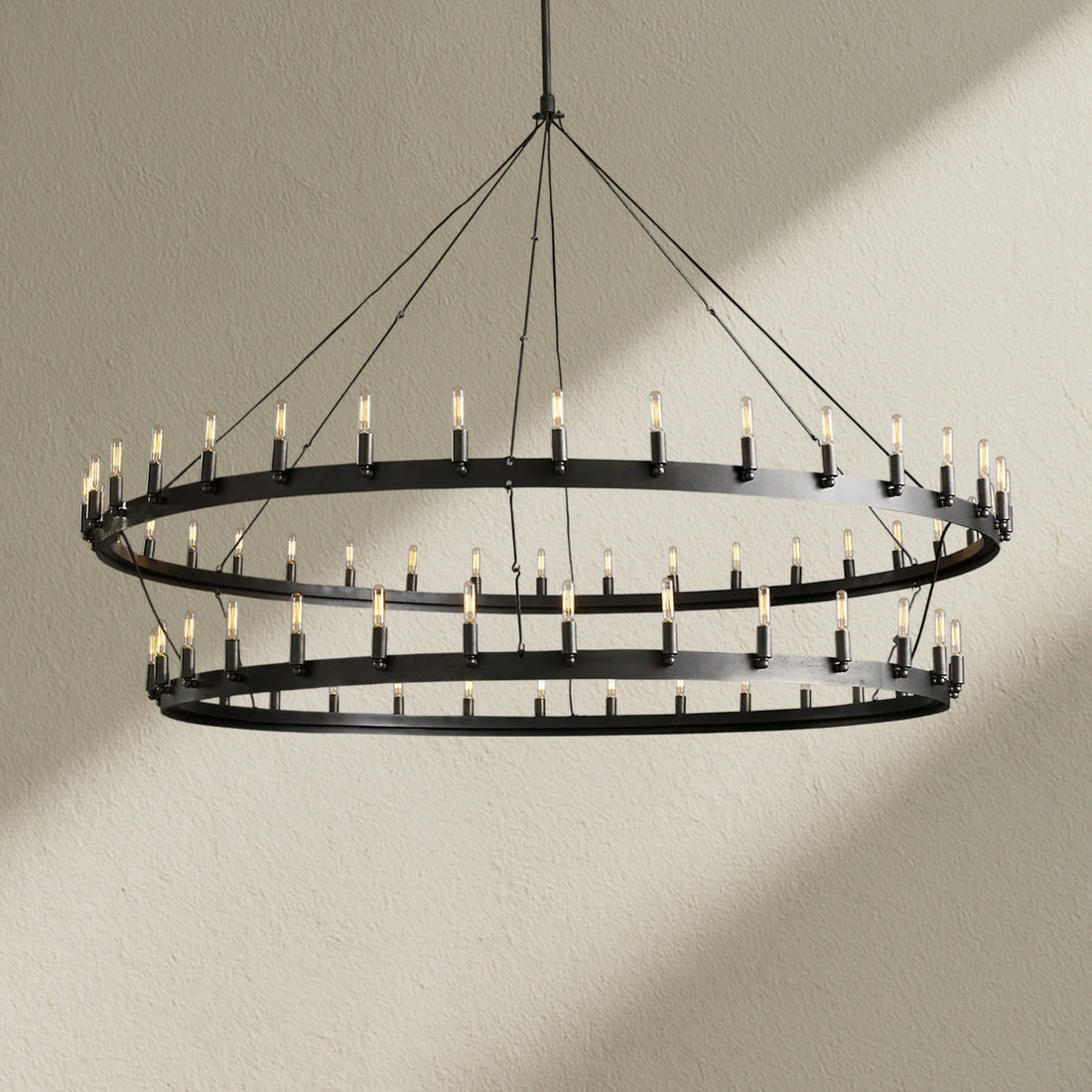 camafz Vintage Filament Two-Tier Round Chandelier 71"