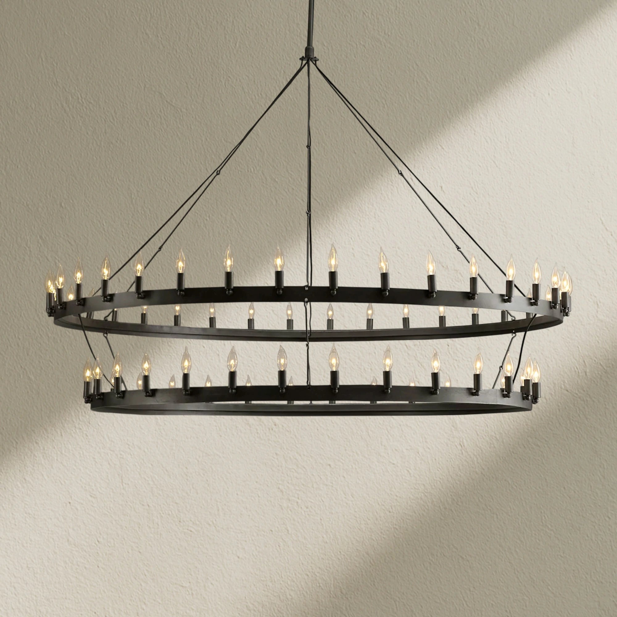 camafz Vintage Filament Two-Tier Round Chandelier 71"
