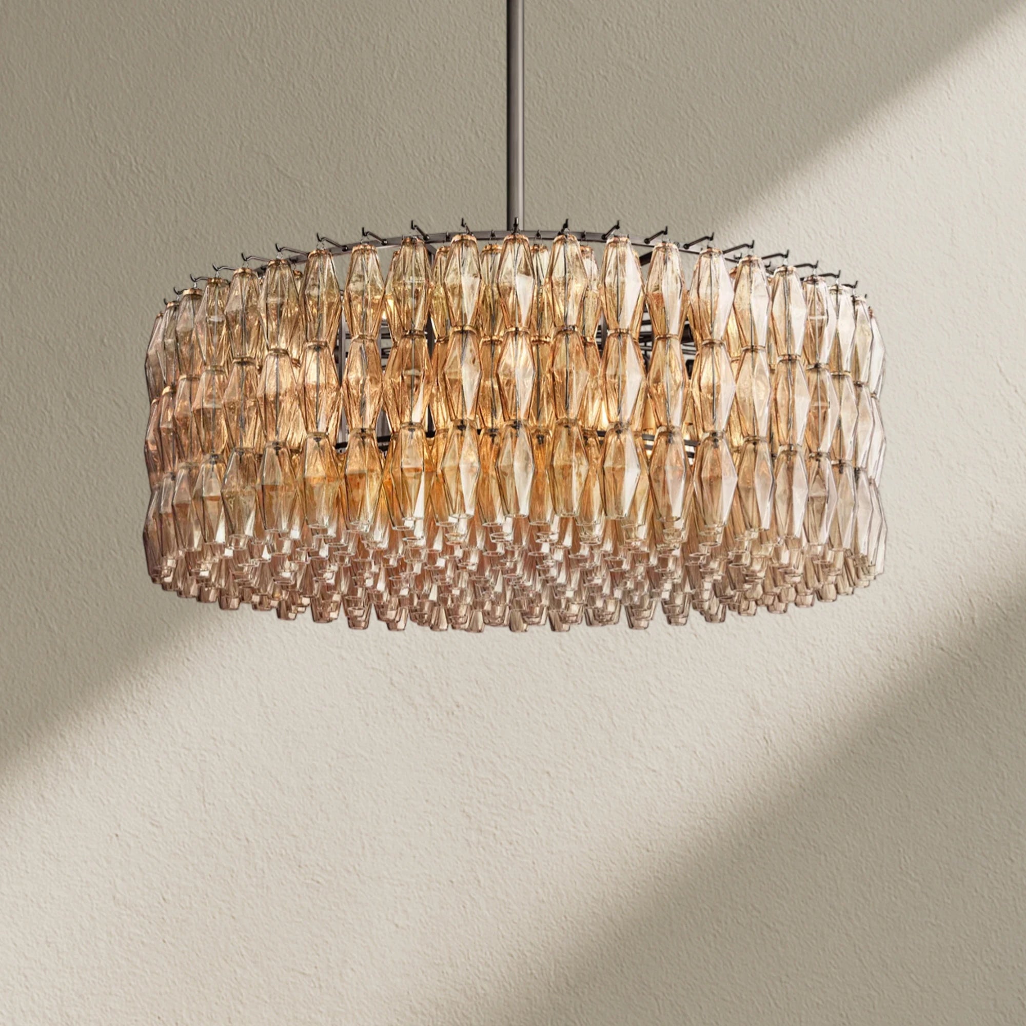 CHRAFZ Smoke Glass Round Chandelier 37"47‘’62‘’