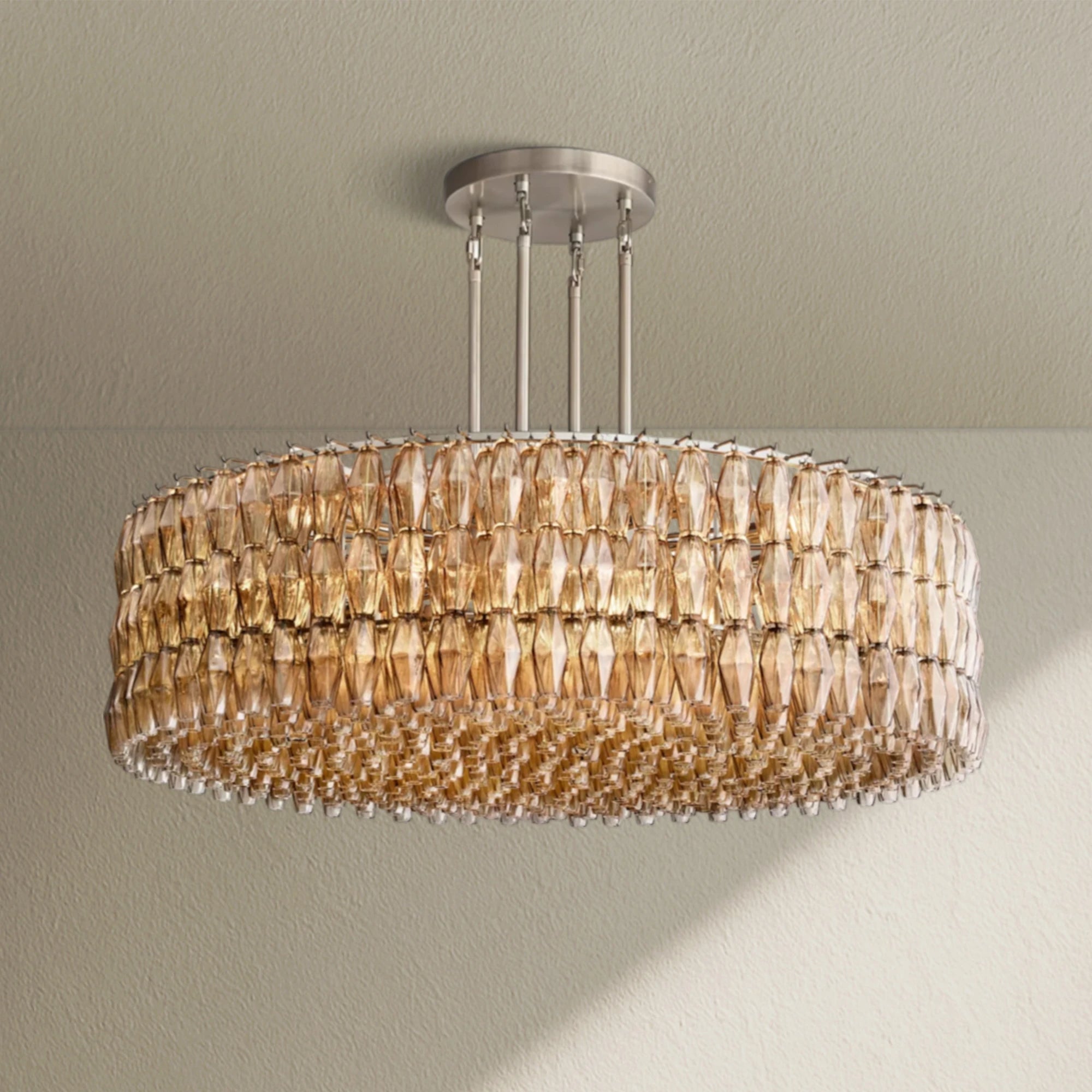 CHRAFZ Smoke Glass Round Chandelier 37"47‘’62‘’
