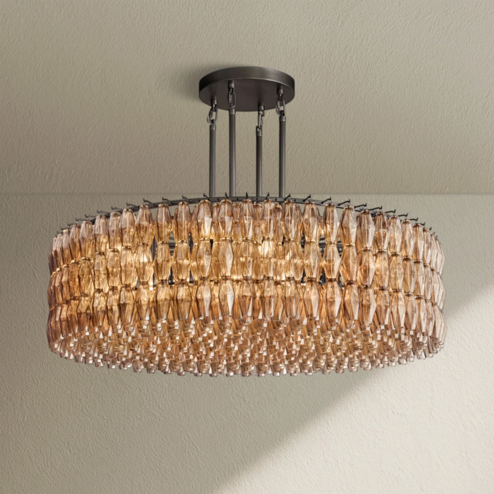 CHRAFZ Smoke Glass Round Chandelier 37"47‘’62‘’