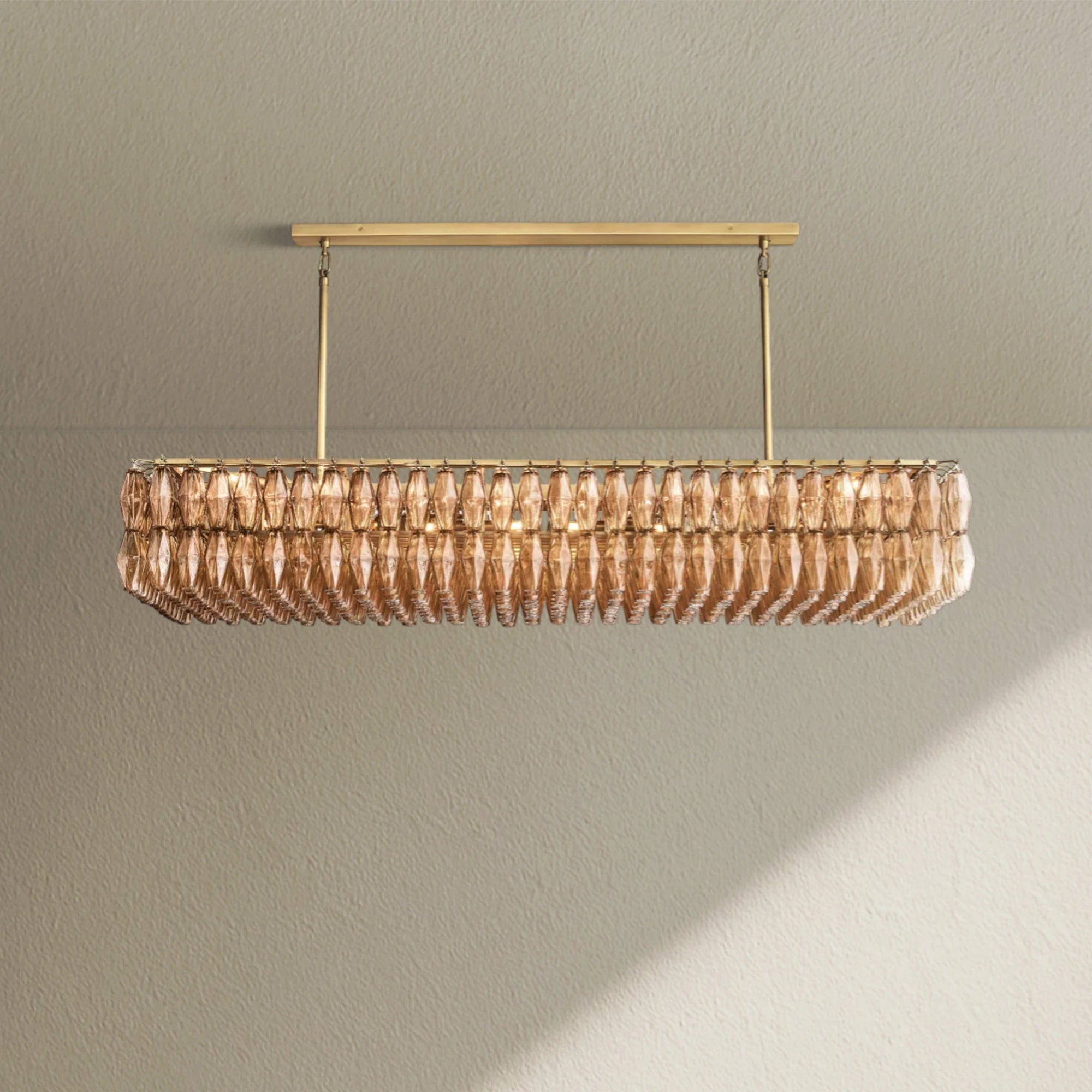 CHRAFZ Glass Rectangular Chandelier 74"