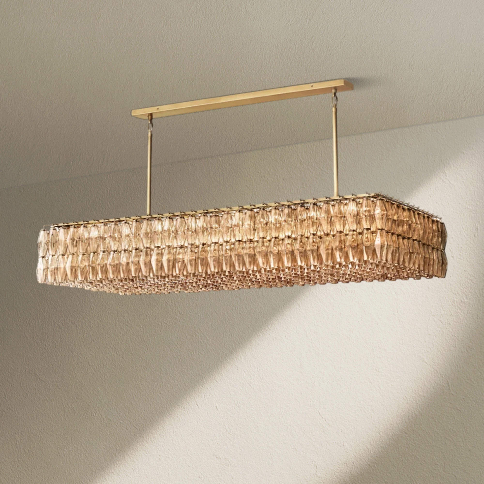 CHRAFZ Glass Rectangular Chandelier 74"