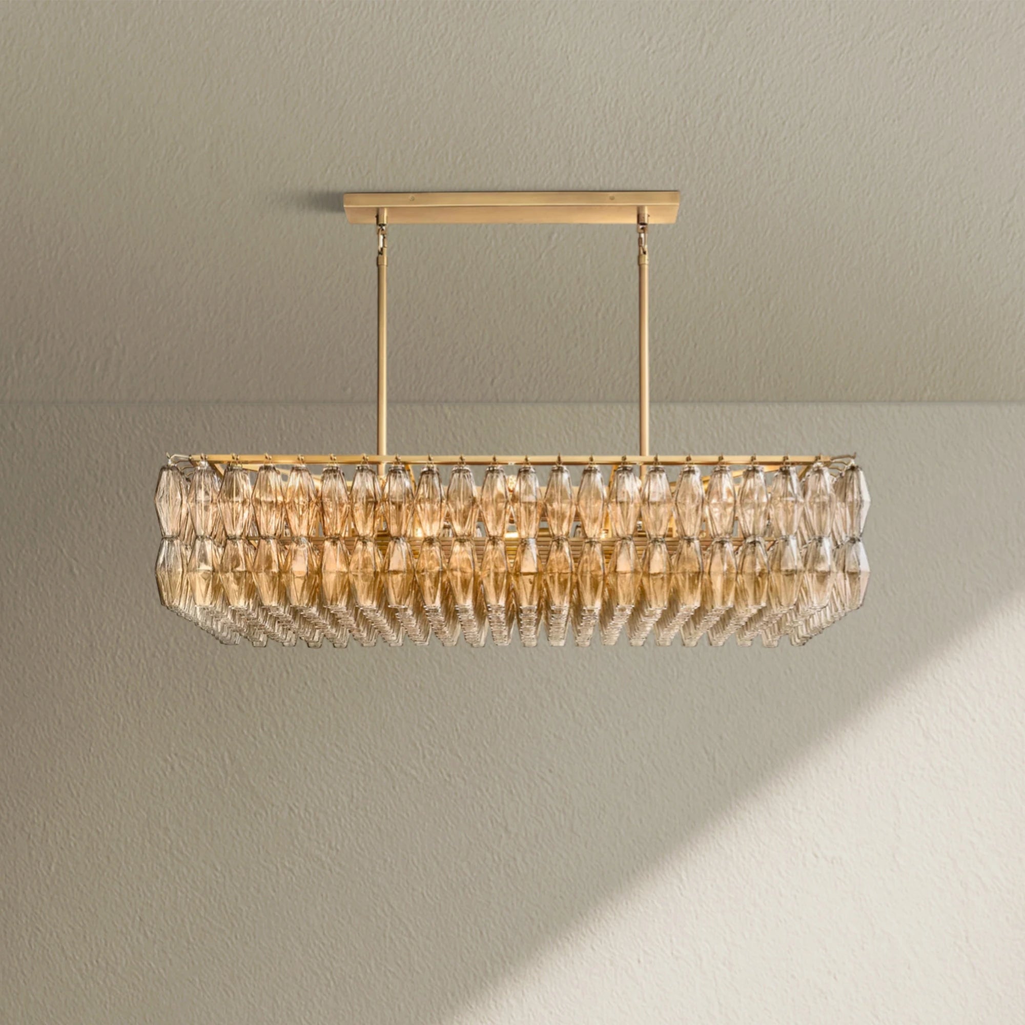CHRAFZ Glass Rectangular Chandelier 54"
