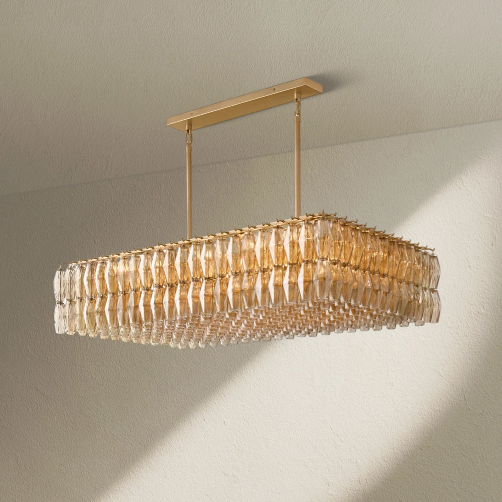CHRAFZ Glass Rectangular Chandelier 54"