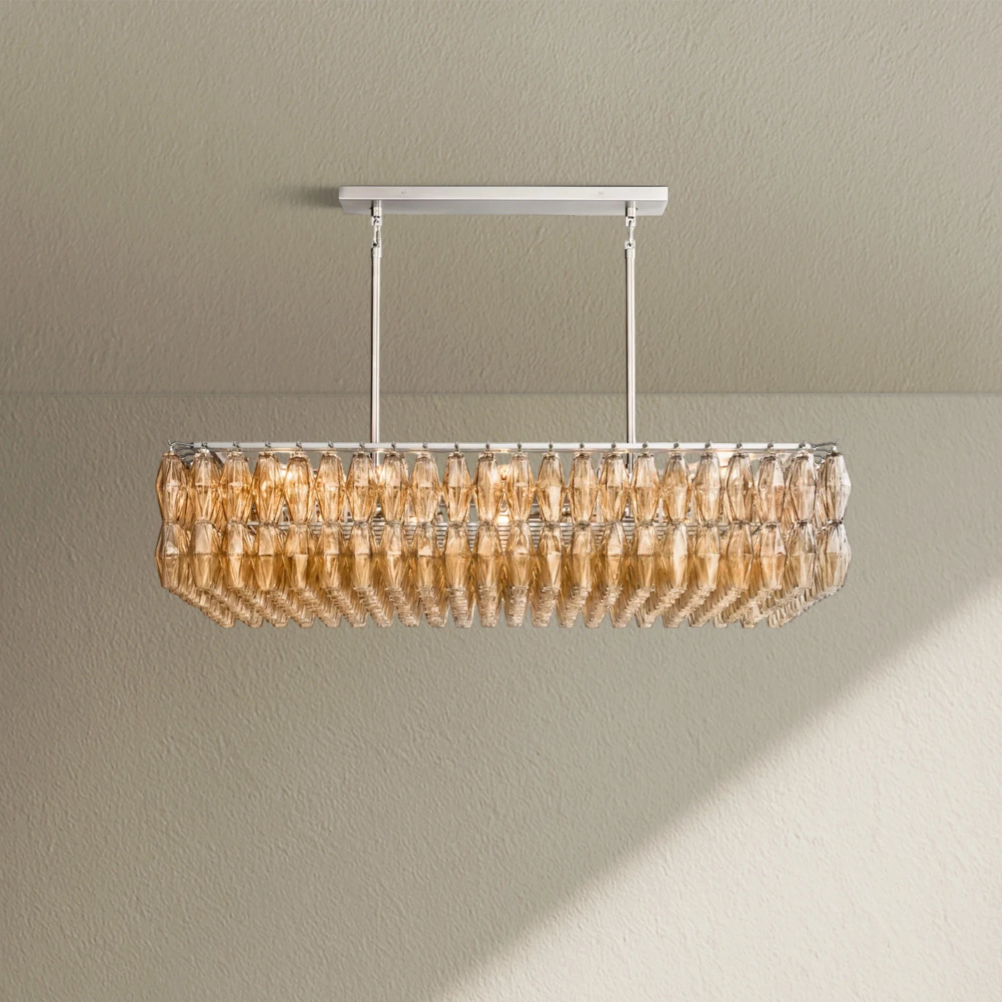 CHRAFZ Glass Rectangular Chandelier 54"